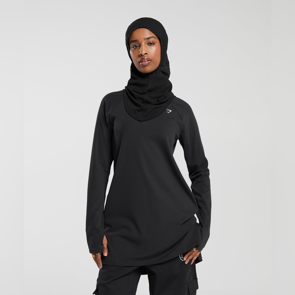Gymshark Long Line Long Sleeve Top- Black Size XXL